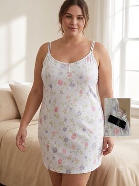 Lauren Ralph Lauren Floral Nightgown Womens XL Plus Size Slip Chemise Sleepwear